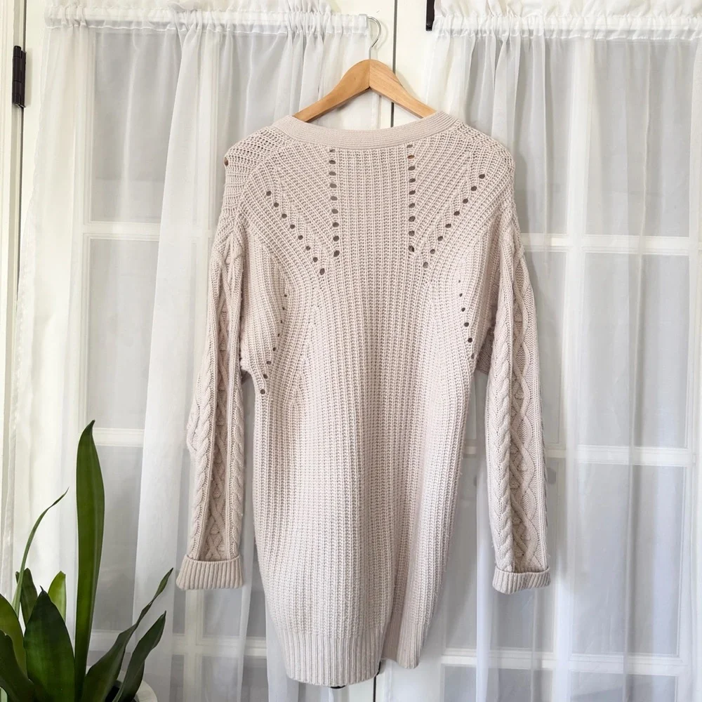 Something Navy Long Cable Knit Sweater Cardigan Size XS